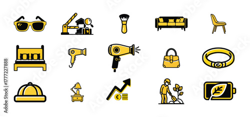 Collection of fashion and gardening accessories transparent background