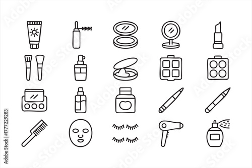 Modern minimalist cosmetic vector set for packaging and fashion design templates