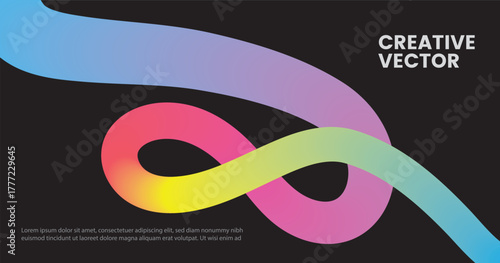 Gradient Wave Lines – Abstract Rainbow Ribbon Pattern on Black Background