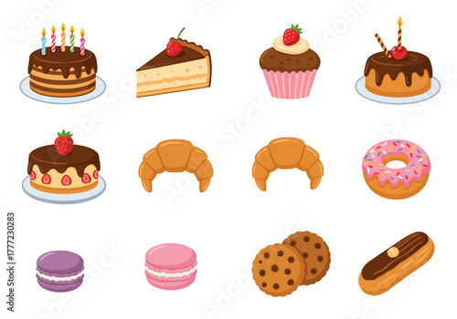 Delicious Assortment of Sweet Treats Cakes, Pastries, and More