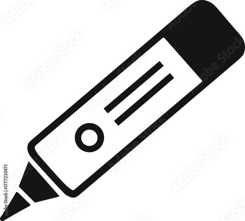 Highlighter pen icon vector—chisel tip school supply for marking, note-taking, and educational or office-themed compositions