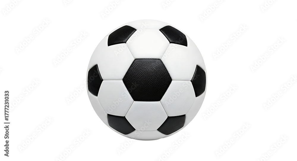 Fototapeta premium Classic soccer ball a traditional black and white pattern isolated on a clean Transparent for sports and recreation themes