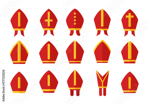 Collection of Mitre Illustrations Papal Headwear in Vector Format