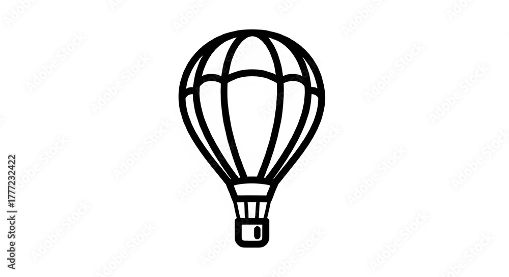 Obraz premium Whimsical balloon silhouette against a stark black canvas evokes dreamy adventures