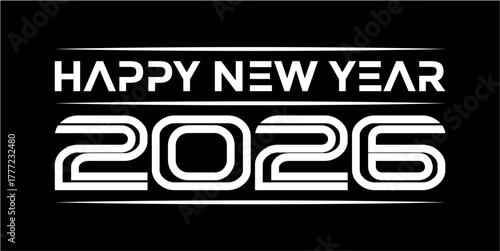 design happy new year 2026 word  modern clean vector template