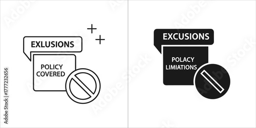 Exclusions and policy limitations icons, outline and solid versions