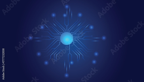 Abstract glowing  blue circuit board pattern representing digital technology and networks