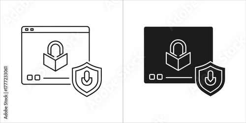 Website security icons with padlock and shield symbols