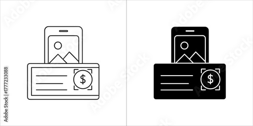 Mobile payment and check icon
