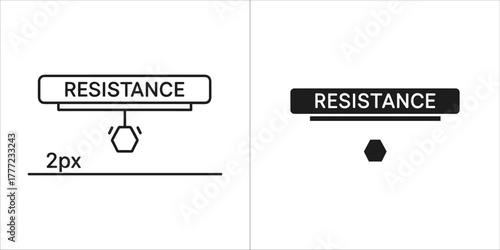 Resistance icon with text and hexagon shape