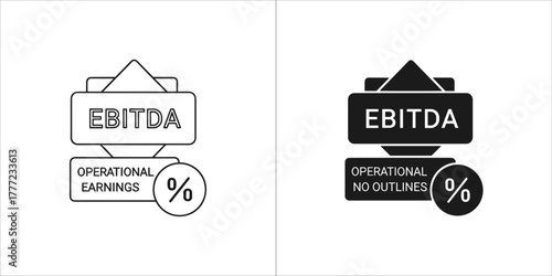 Ebitda icon, operational earnings, percentage symbol, financial metric, business analysis