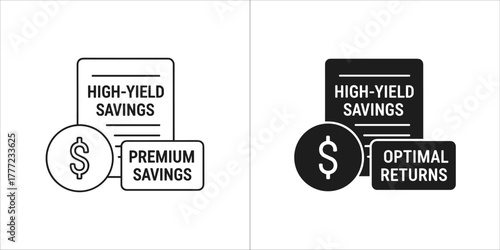 Highyield savings icon, premium savings, coin, money, investment, financial growth