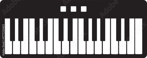 Black and white piano keyboard icon music instrument