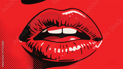 Red lips Illustrator Artwork Banner Background Design Template 