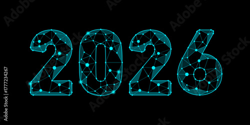 2026 Digital Network Numbers  Futuristic Technology Concept