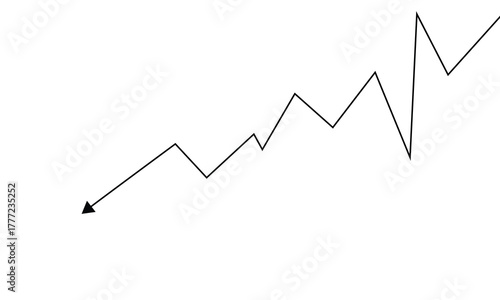 Black jagged line graph showing a downward trend isolated on transparent background .Vector illustration EPS 10 .