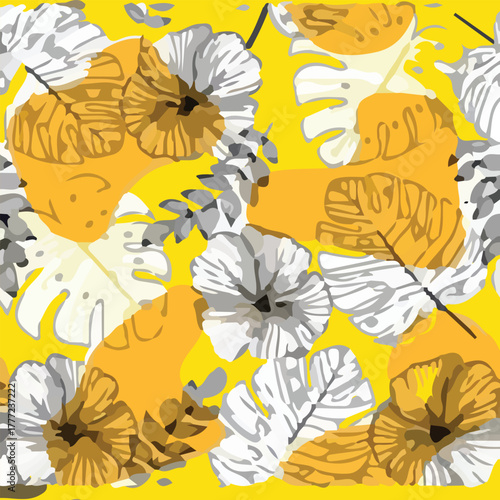 seamless pattern with yellow flowers