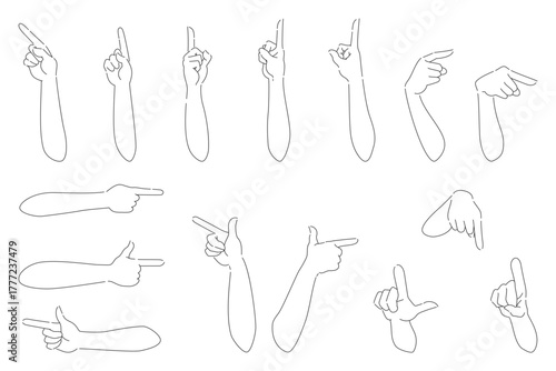 指差しの手・腕・肘のセット