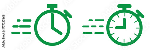 Fast time icon vector simple design, speed time vector icons set. Quick time or deadline icon. Express service symbol. Stopwatch symbol. Countdown timer. 