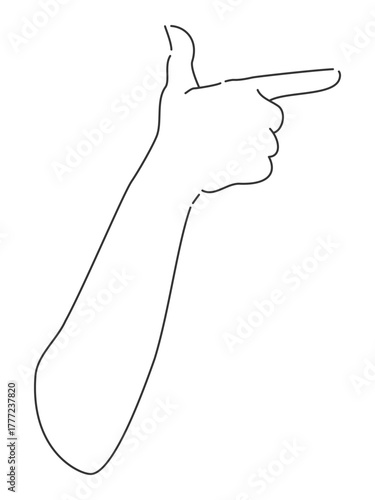 親指を立て横向きに指差しの手・腕・肘　手の甲側