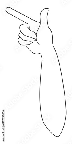 親指を立て斜め方向に指差しの手・腕・肘