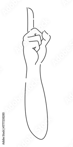 上方向に指差しの手・腕・肘　小指側