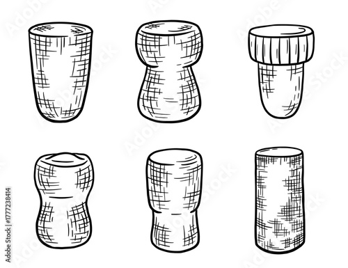 Wine cork vector hand drawn sketch, engraving vintage illustration isolated on white background. Alcohol bottle stopper