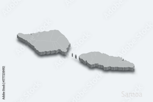 Samoa 3d map with borders regions