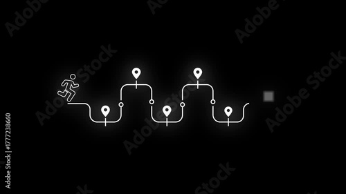 Career Path, Career Journey Concept Motion Graphic animation on transparent. Success roadmap journey, milestone or career path