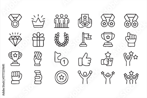 Modern success and recognition icons for professional excellence projects