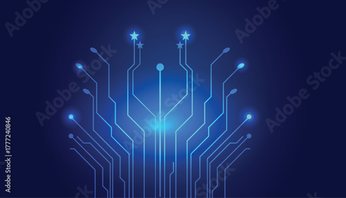 Abstract glowing  blue circuit board pattern representing digital technology and networks