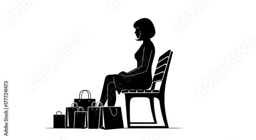 Woman shopping with bags on bench
