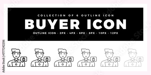 Pack of 6 Outline Vector buyer icon