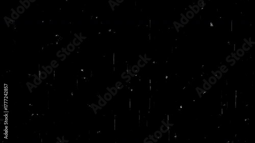Vintage film grain texture featuring dust, scratches, and noise for retro cinematic overlay or old movie effects on dark background. 4K video