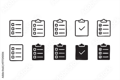 Vector clipboard icons representing goals, tasks, and workflow