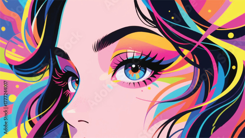 Beautiful Eyes of Women Illustrator Artwork Banner Background Design Template 