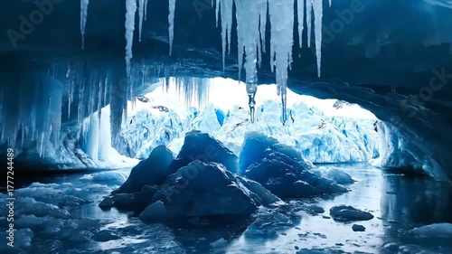 Exploring the Frozen Depths A Glimpse into an Ice Caves Beauty.