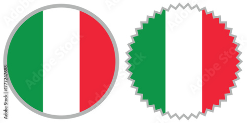 Round Italian Flag Badge – Circular Italian Tricolor Illustration