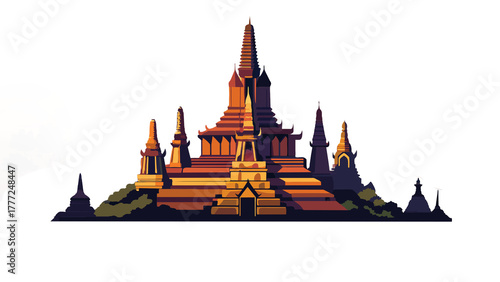 Golden Thai architecture of Wat arun Bangkok, an ancient Buddhist temple and