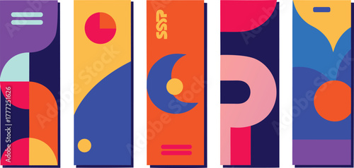 A unique and variety style colorful collection of abstract Coloring shape of poster or banner designs, colorful collection of abstract Coloring shape vector illustration