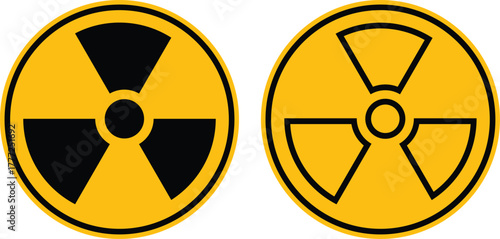 Radiation hazard symbol warning sign. Radioactive material vector symbol