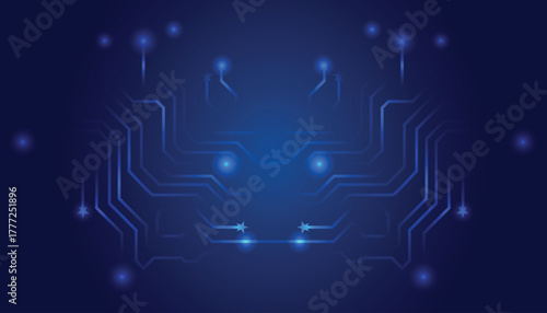 Abstract glowing  blue circuit board pattern representing digital technology and networks