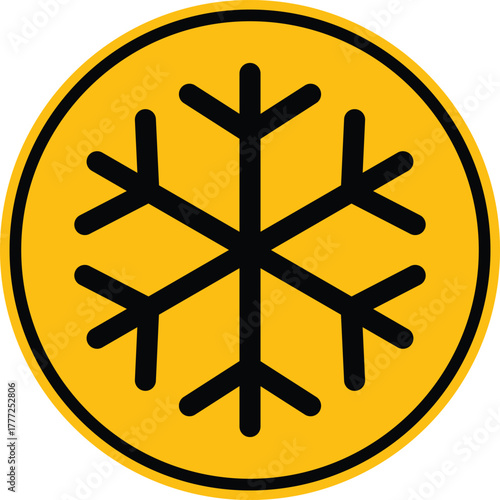 Freezing hazard symbol. Cold environment warning, low temperature caution hazard sign. Vector illustration