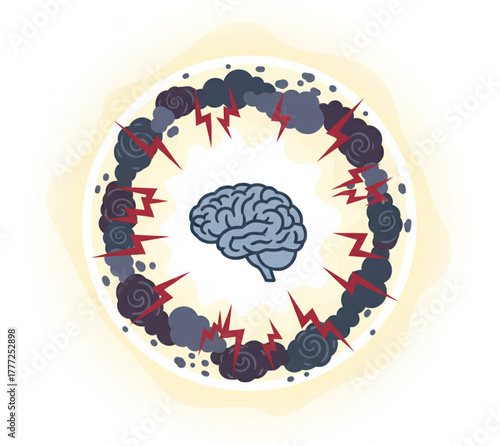Brain activity illustration representing stress, pressure, and mental health challenges