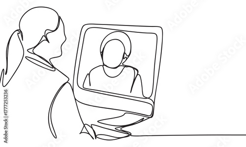 Virtual Meeting Continuous Line Art
