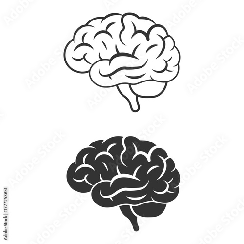 black and white illustrations of a brain