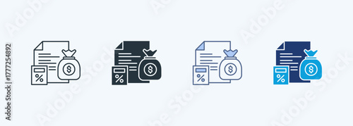 Budget Planning Multiple Style Icon Collection