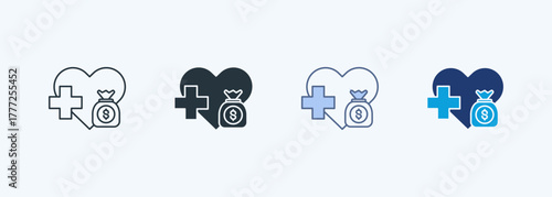 Financial Health Multiple Style Icon Collection