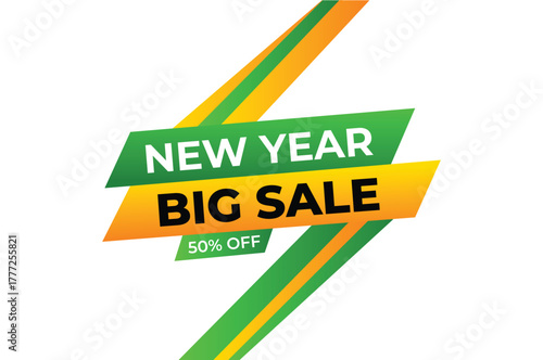New Year big sale 50 percent off vibrant promotional banner for your business advertising needs now