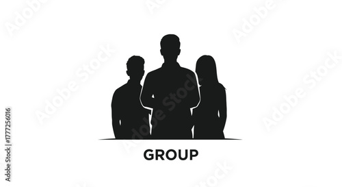 Silhouette of a diverse business team illustration representing teamwork and collaboration isolated on white background